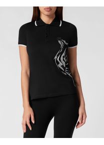 Plein Sport Damen Poloshirt "Glitter", schwarz, Gr. XXL, Obermaterial: 100% Baumwolle, Shirts