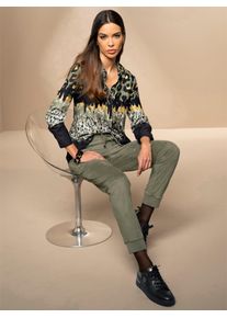 Heine Damen Druckbluse, grün, Gr. 38, gemustert, ethno, mehrfarbig, bedruckt, animal-print, 100% Viskose, Blusen