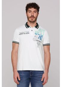 CAMP DAVID Herren Poloshirt, weiß, casual, Gr. XXL, bedruckt, bestickt, Material: 100% Baumwolle, Shirts, aus Baumwolle