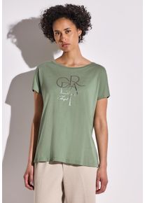 Street One Damen T-Shirt, grün, casual, Gr. 44, unifarben, Web, Stoff, 50% Baumwolle, 50% Modal, Shirts, im soften Baumwoll-Mix