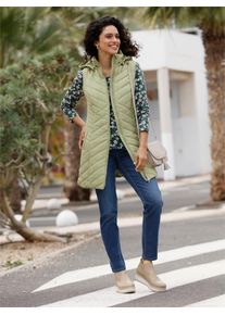 Inspirationen Damen Longweste, grün, Gr. 40, unifarben, 100% Polyester, Wattierung:100% Polyester, Westen