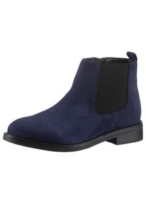 ANISTON SHOES Damen Chelseaboots, Gr. 40, blau, Textil, Veloursleder, unifarben, elegant, Schuhe, Stiefelette, Blockabsatz, mit breitem Stretch -
