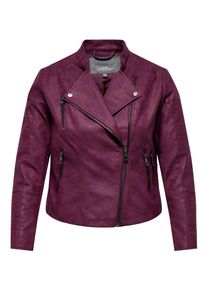 Only CARMAKOMA Damen Lederimitatjacke "CARAVANA FAUX LEATHER BIKER OTW", lila, modisch, Gr. 50, unifarben, Web, Obermaterial: 85% Polyester, 15%