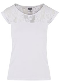 Urban Classics Herren Kurzarmshirt "Urban Classics Damen Ladies Top Laces Tee", weiß, casual, Gr. S, unifarben, 100% Baumwolle, Shirts