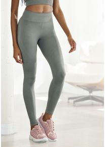 Lascana Damen Seamless Leggings "Po Push Up", grün, sportlich, Gr. M, unifarben, Obermaterial: 91% Polyamid, 8% Elasthan, 1% Polyester, Hosen, mit