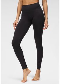 Calvin Klein Damen Leggings, Gr. L, schwarz-weiß, Obermaterial: 94% Polyamid, 6% Elasthan, unifarben mit Farbeinsatz, casual, Hosen, mit breitem