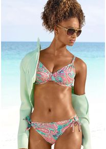 Venice Beach Damen Bikini-Hose "Paislee", grün, Gr. 32, bedruckt, Paisleymuster, Recycling-Polyamid, Badehosen, seitlich zum Binden, softe