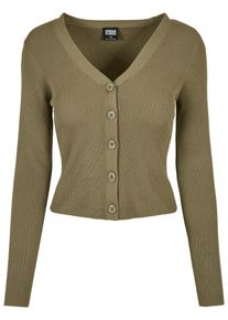 Urban Classics Damen Strickjacke "Urban Classics Damen Ladies Short Rib Knit Cardigan", grün, Gr. XL, unifarben, 35% Polyacryl, 35% Viskose, 30%