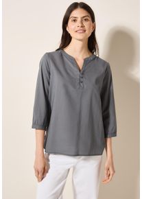 Cecil Damen Shirtbluse, grau, casual, Gr. S, unifarben, Web, 100% Baumwolle, Blusen, mit 3/4 Ärmeln