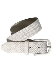 Silbergift Damen Ledergürtel, weiß, feminin,modisch,casual,klassisch, Gr. 95, geprägtes Muster, geprägt, Reptilienprägung, Schlangenoptik, unifarben,