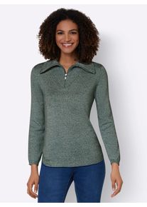 Casual Looks Damen Troyer "Pullover", grün, Gr. 36, meliert, 59% Polyacryl, 41% Baumwolle, Pullover