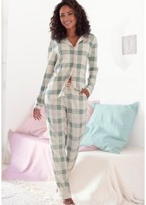 Vivance Dreams Damen Pyjama, Gr. 32, grün, Single Jersey, Obermaterial: 50% Baumwolle, 50% Viskose, gemustert, kariert, mehrfarbig, klassisch,