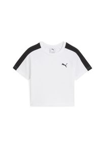 Puma Kinder T-Shirt "T7 T-Shirt Mädchen", weiß, Gr. 164, clean, Obermaterial: 5% Elasthan, 95% Baumwolle; Rippe: 20% Polyester, 80% Baumwolle, Shirts