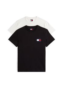 Tommy Jeans Herren T-Shirt "TJM SLIM 2PACK ESS FLAG TEE", schwarz-weiß, casual, Gr. XXL, Single Jersey, Obermaterial: 100% Baumwolle, Shirts