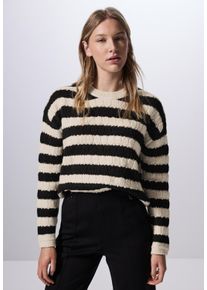 Damen Strickpullover, weiß, casual, Gr. 34, STREET ONE STUDIO, gestreift, Stoff, 42% Polyacryl, 31% Polyester, 27% Baumwolle, Pullover, mit