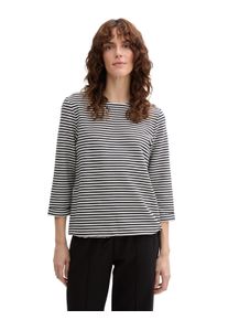 Tom Tailor Damen Langarmshirt, schwarz-weiß, casual, Gr. XXXL, gestreift, Obermaterial: 75% Baumwolle, 20% Polyester, 5% Elasthan, Shirts, mit