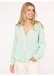 Zwillingsherz Damen Strickjacke ""Lochstrick Uni"", grün, modisch, Gr. S, Obermaterial: 60% Viskose, 40% Baumwolle, Strickjacken, Lockerer Schnitt