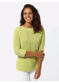 Casual Looks Damen 3/4 Arm-Pullover "3/4-Arm-Pullover", grün, Gr. 36, unifarben, 100% Baumwolle, Pullover