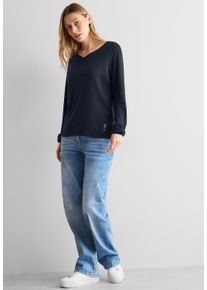 Cecil Damen Langarmshirt, blau, casual, Gr. S, unifarben, Web, Stoff, 50% Baumwolle, 50% Modal, Shirts, aus softem Materialmix