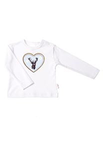 Liliput Jungen Langarmshirt "Hirsch", weiß, casual, Gr. 62, bedruckt, 100% Baumwolle, Shirts, mit Druckknöpfen auf der Schulter