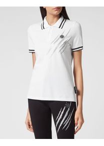 Plein Sport Damen Poloshirt "Scratch", weiß, Gr. XXL, Obermaterial: 100% Baumwolle, Shirts