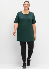 sheego Damen Longshirt "Longshirt", grün, Gr. 56, unifarben, 90% Polyester, 10% Elasthan, Shirts