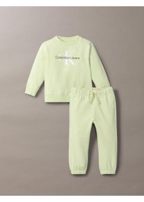 Baby Shirt & Hose "MONOGRAM CN SWEATSHIRT SET", grün, casual, Gr. 98, Calvin Klein Jeans, unifarben, Jersey, Obermaterial: 95% Baumwolle, 5%