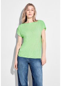 Cecil Damen T-Shirt, grün, casual, Gr. XS, bedruckt, Web, 50% Baumwolle, 50% Polyester, Shirts, mit U-Boot-Ausschnitt