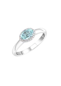 Diamonds by Ellen K. Damen Fingerring "Weißgold 585 mit echtem Aquamarin und 36 Diamanten 0,09ct.", 062 (19,7), 0,09 ct P1 = bei 10-facher Vergrößerung erkennbare