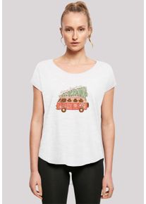 F4NT4STIC Damen T-Shirt "Groovy Weihnachten Camper Van", weiß, casual, Gr. XXL, Obermaterial: 100% Baumwolle, Shirts, Premium Qualität,