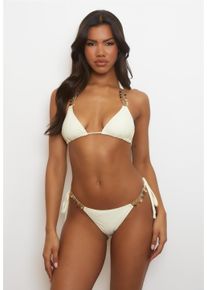 MODA MINX Damen Bikini-Hose "Alicia Coin", weiß, Gr. S, unifarben, 82% Polyamid, 18% Elasthan, Badehosen, mit funkelnden Anhängern