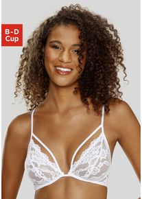 Lascana Damen Bügel-BH, Gr. 70, weiß, Spitze, Obermaterial: 88% Polyamid, 12% Elasthan, sexy, BHs, aus Spitze und Zierbänder, sexy Dessous, Reizwäsche