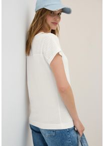 Cecil Damen T-Shirt, weiß, casual, Gr. XXL, unifarben, Jersey, Obermaterial: 50% Baumwolle, 50% Modal, Shirts, in Ausbrenner-Optik