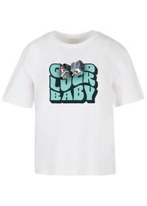 MISS TEE Herren T-Shirt "Miss Tee Damen Good Luck Baby Tee", weiß, casual, Gr. M, bedruckt, 100% Baumwolle, Shirts