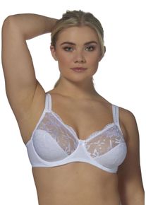 ELBRINA Damen Bügel-BH "EMBROIDERY", Gr. 90, weiß, Obermaterial: 61% Polyamid, 31% Polyester, 8% Elasthan, unifarben, casual, BHs, mit floralen