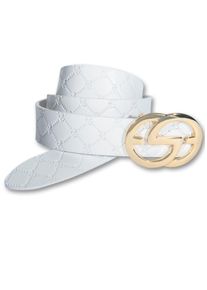 Silbergift Damen Koppelgürtel, weiß, casual,modisch,elegant, Gr. 90, unifarben, Rindsleder, Gürtel, mit grafischer Schließe