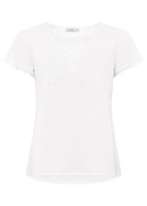 Zwillingsherz Damen T-Shirt ""Positive Mind"", weiß, modisch, Gr. LXL, Stoff, Obermaterial: 100% Baumwolle, Shirts, mit V-Neck, Stempeldruck und Saum