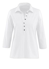 Casual Looks Damen Poloshirt "Poloshirt", weiß, Gr. 38, unifarben, 50% Baumwolle, 50% Modal, Shirts