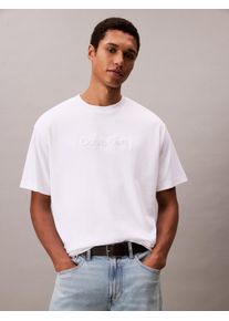Calvin Klein Herren T-Shirt "A - Rel Fashion Logo Tee", weiß, casual, Gr. L, unifarben, Single Jersey, Obermaterial: 100% Baumwolle, Shirts, Mit