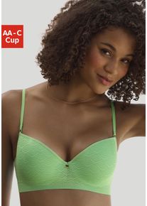 Lascana Damen Push-up-BH, Gr. 70, grün, Spitze, Mesh, Obermaterial: 84% Polyamid, 16% Elasthan, modisch, BHs, mit Bügel in Bandeau-Form aus Spitze