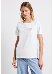 Street One Damen T-Shirt, weiß, casual, Gr. 44, bedruckt, Web, 100% Baumwolle, Shirts, aus reiner Baumwolle