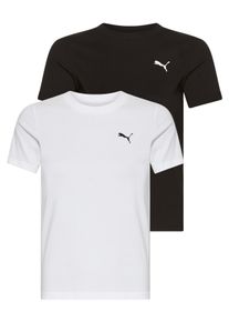 Puma Kinder T-Shirt "ESS LOGO TEE MULTIPACK B", schwarz-weiß, sportlich, Gr. 128, Jersey, Obermaterial: 100% Baumwolle, Shirts, Doppelpack, 2 Stück,
