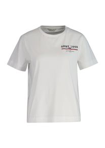 Gant Damen T-Shirt "REG GRAPHIC SS T-SHIRT", weiß, casual, Gr. L, Single Jersey, Obermaterial: 100% Baumwolle, Shirts, regular fit, Print auf der