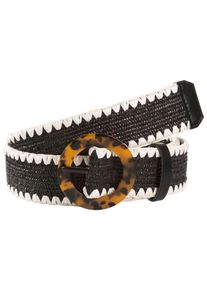 Tom Tailor Damen Stoffgürtel "TTTHELMA", schwarz-weiß, feminin,modisch, Gr. 95, mehrfarbig, Materialmix, Gürtel, 4 cm breiter Damen Bandgürtel,