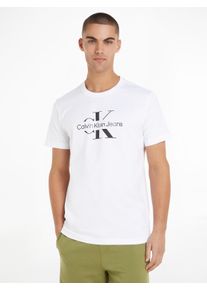 Herren T-Shirt "DISRUPTED OUTLINE MONOLOGO TEE", weiß, casual, Gr. XL, Calvin Klein Jeans, unifarben, Single Jersey, Obermaterial: 100% Baumwolle,