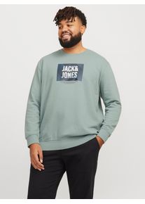 Jack & Jones PlusSize Herren Sweatshirt "JJHUDSON SWEAT CREW NECK PLS", grün, modisch, Gr. 4XL, JACK & JONES PLUSSIZE, bedruckt, angeraute Sweatware, Obermaterial: 100%