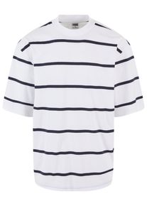 Urban Classics Herren T-Shirt "Urban Classics Herren Oversized Sleeve Modern Stripe Tee", weiß, casual, Gr. M, gestreift, 100% Baumwolle, Shirts