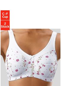 Petite Fleur Damen Entlastungs-BH, Gr. 85, weiß, Microtouch, Obermaterial: 70% Polyamid, 30% Elasthan, klassisch, BHs, ohne Bügel, mit breiteren