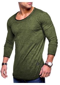 behype Herren Langarmshirt "Dust L/S", grün, casual, Gr. S, unifarben, 100% Baumwolle, Shirts, mit weitem Halsausschnitt