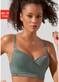 active by Lascana LASCANA ACTIVE Damen Sport-Push-up-BH, Gr. 75, grün, Microtouch, Obermaterial: 85% Polyamid, 15% Elasthan, sportlich, BHs, mit Bügel mit